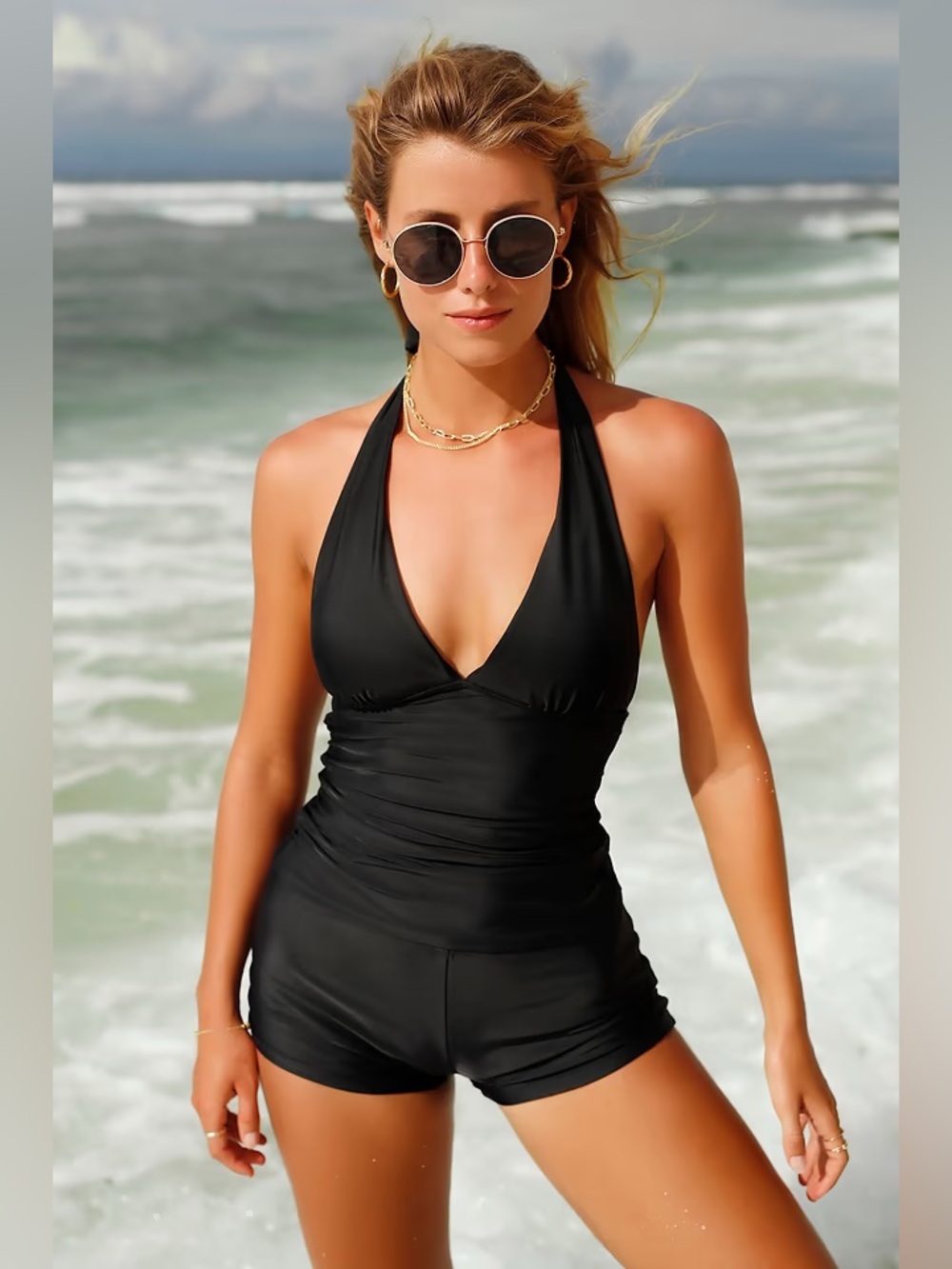 Black Halter Tankini